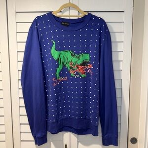 Alex‎ Stevens T-Rex Candy Cane Christmas Sweatshirt Blue Men's Size L